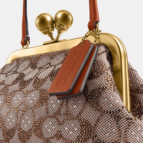 Coach Kisslock Frame Bag 16 In Crystal Signature Jacquard - Picture 3 of 8